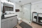 Spacious shower and high quality fresh linens.